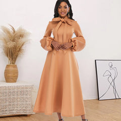 Puff sleeve Bandage Bowknot Design Dress