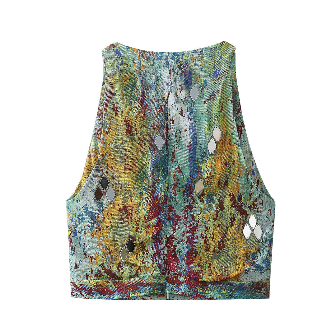 Fashion Printed Top and Skirt Set