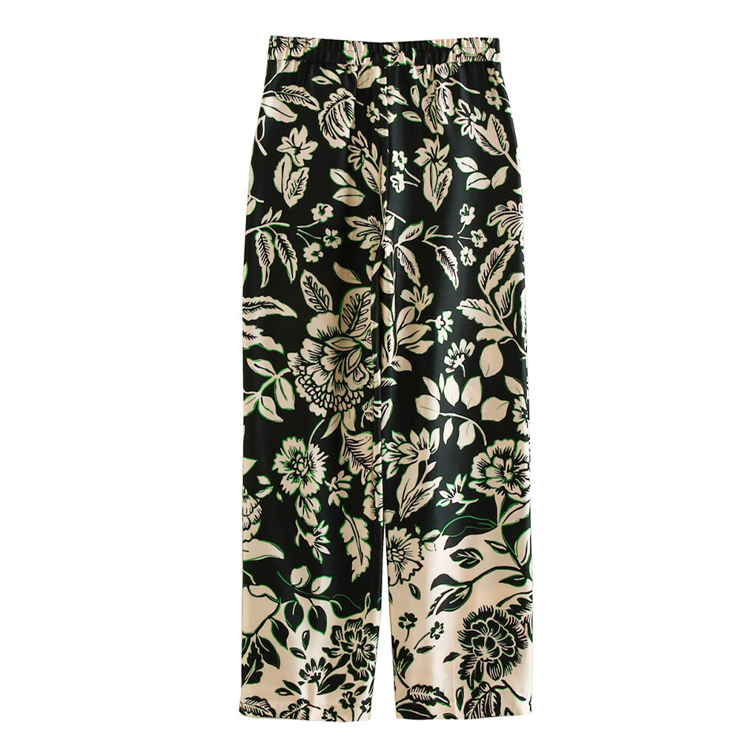 Tassel Lace Up Printed Shirt and Pants