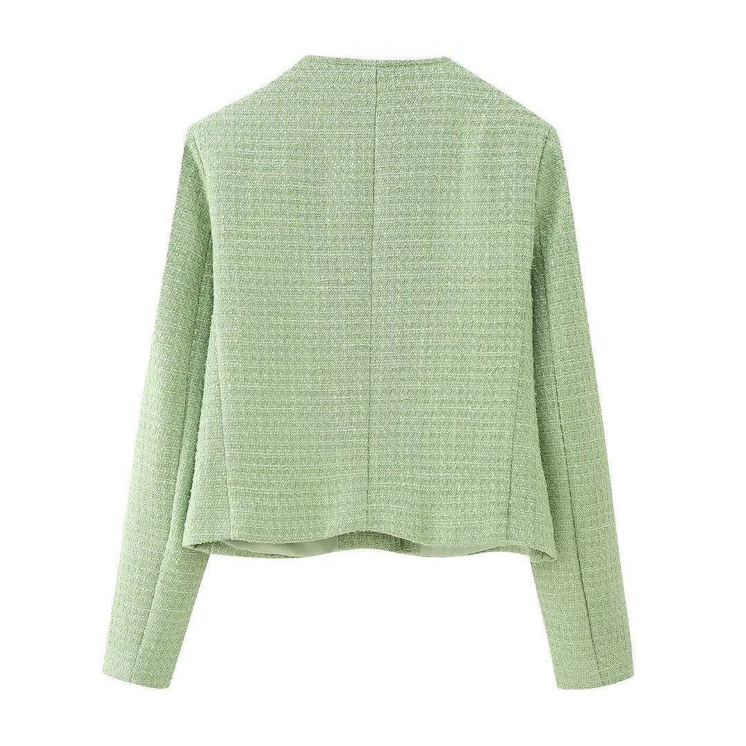 Fashion Green Tweed Coat and Skirt