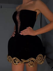 Shiny Sequinned Bandage Tube Evening Mini Dresses