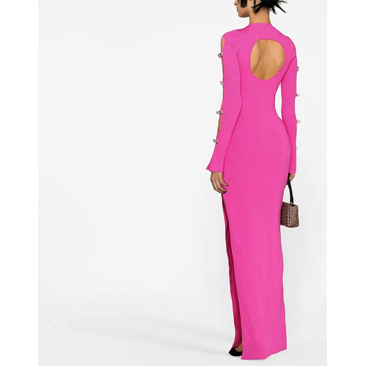Bowknot Pink Cutout Elastic Bandage Dress