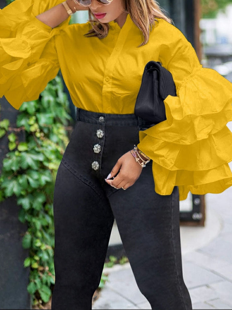 Layered Ruffled Sleeves Layer Ruffle Sleeve Tops – JeeBas