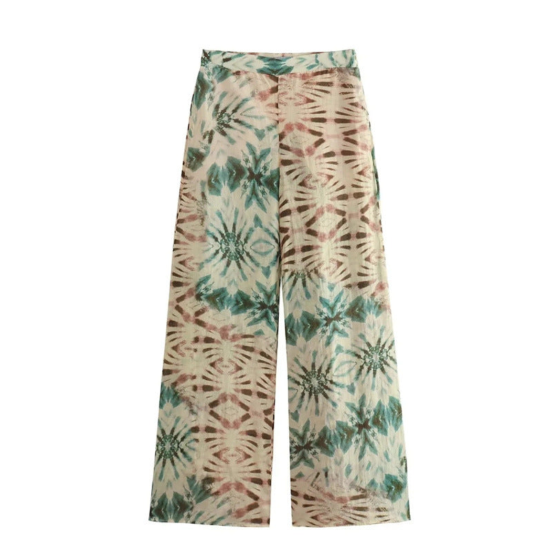 Halter Linen Casual  Print Cami and Pants Set
