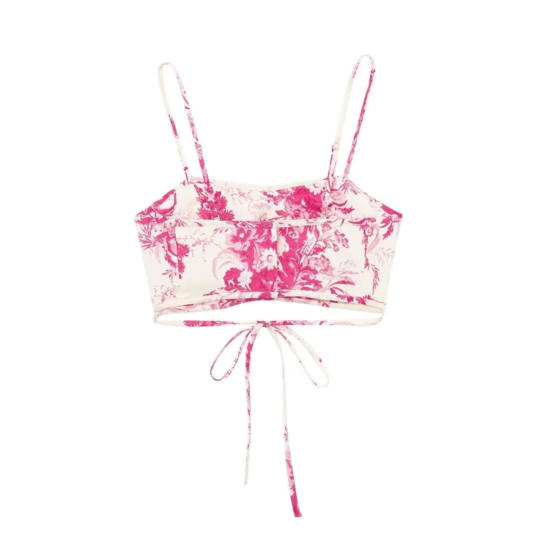 Lace up Pink Sling Cami and Skirt Set
