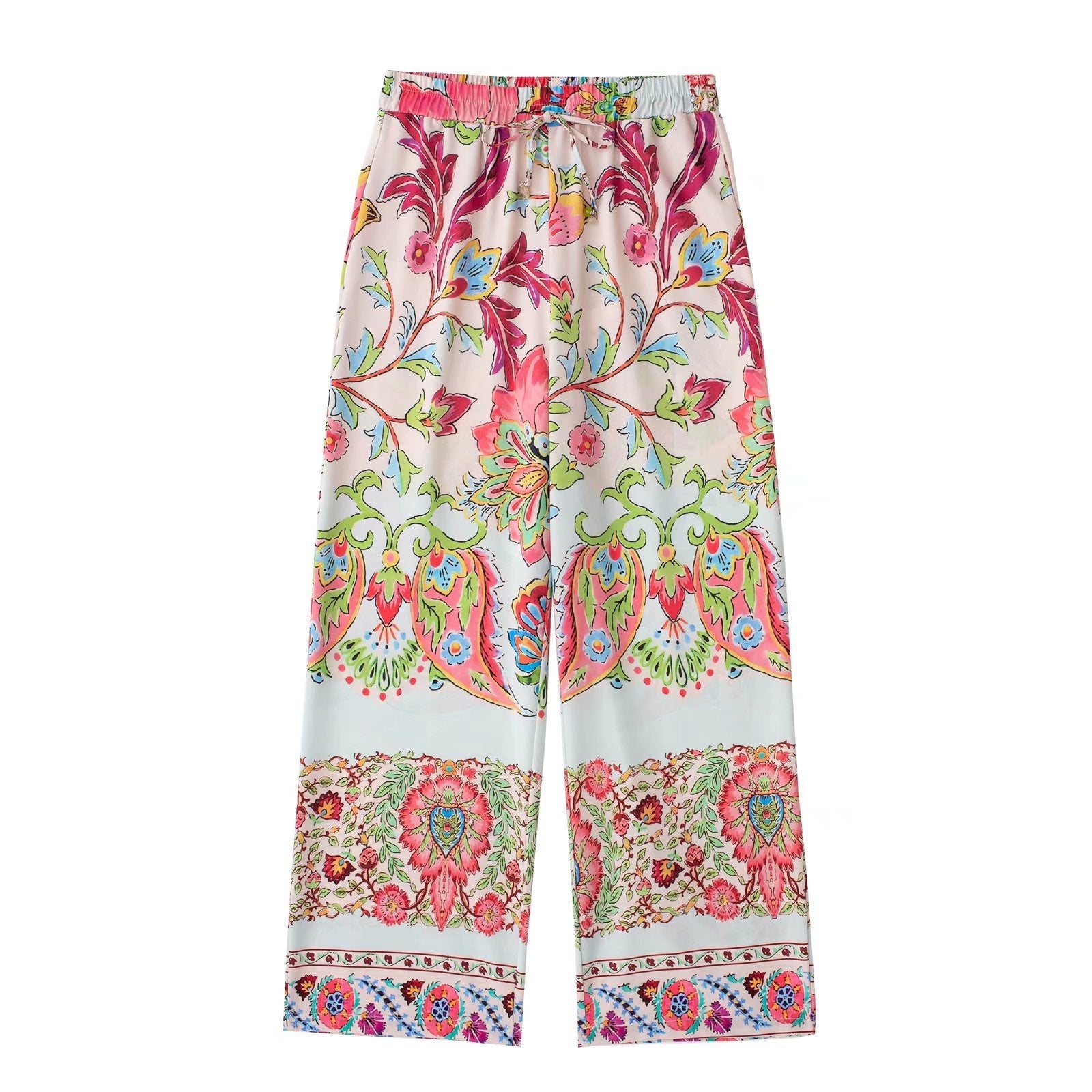 Lace Up Casual Printed Two Piece Set