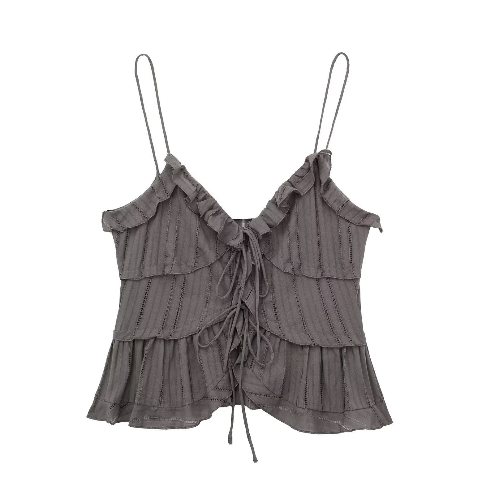 Lace Solid Color Sling Cami and Pants Set