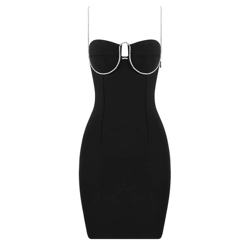 Diamond Strap Mini Bodycon Dress Flaxmaker