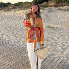 Fashion Printed Cardigan and Skirt Set