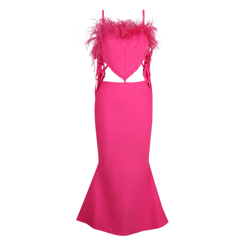Heart Feather Lace up Top and Skirt Set Flaxmaker