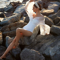 One Shoulder Long Sleeves One Piece Swimsuit