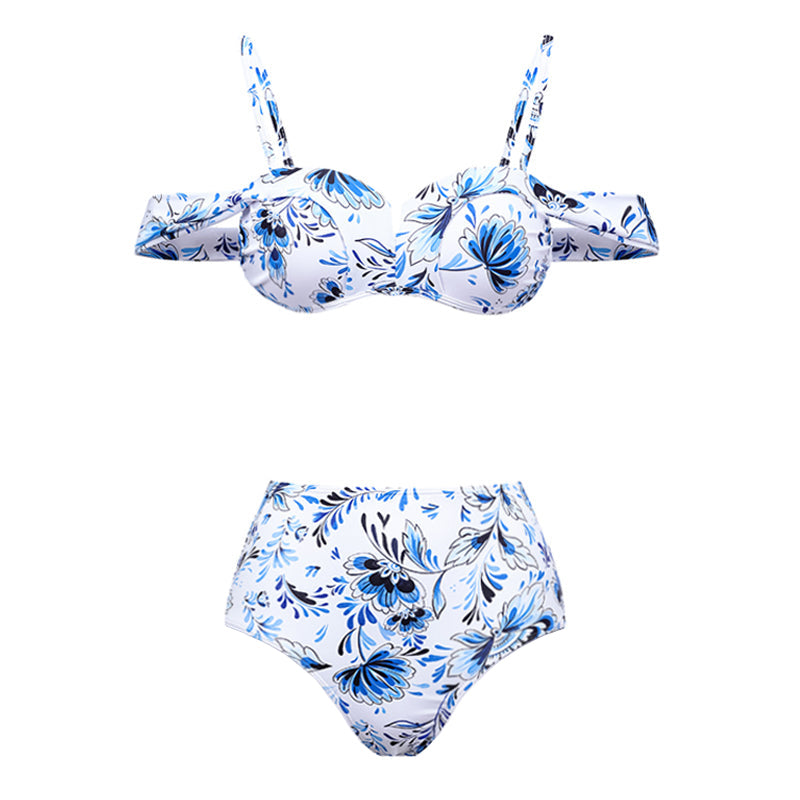 Flaxmaker Printed Bikini Swimsuit and Skirt