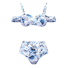 Flaxmaker Printed Bikini Swimsuit and Skirt