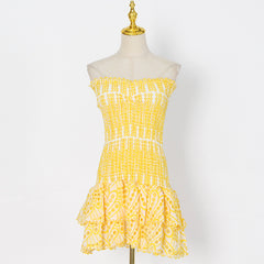 Bandeau Embroidery Hollow Out Mini Dress