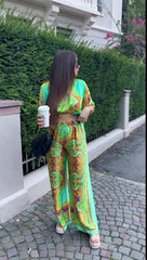 Casual  Bowknot Decor Printed Two Piece Set
