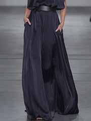 Solid Color Split-Joint Tied Waist Loose Raglan Sleeve High Neck Maxi Dresses