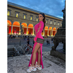 Bowknot Pink Cutout Elastic Bandage Dress