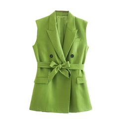 New Lace Up Sleeveless Suit Waistcoat  Two Piece Set