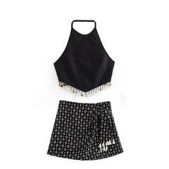 Ethnic Tassel Top and Culottes Set