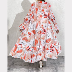 Printed Belt One Piece Swimsuit and Chiffon Cover Up Flaxmaker