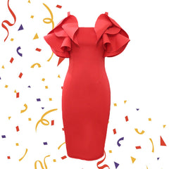 Elegant 3D Ruffle Midi Dress Flaxmaker
