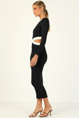 Ribbed Sexy Hollow Out Long Sleeve Sheath Dress