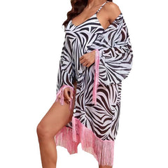 Zebra Print One Piece  Swimsuit and Cover Up
