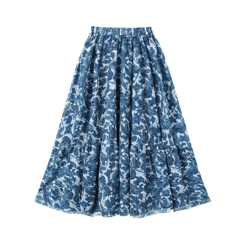 Flaxmaker Blue Dragonfly Printed Swimsuit and Skirt
