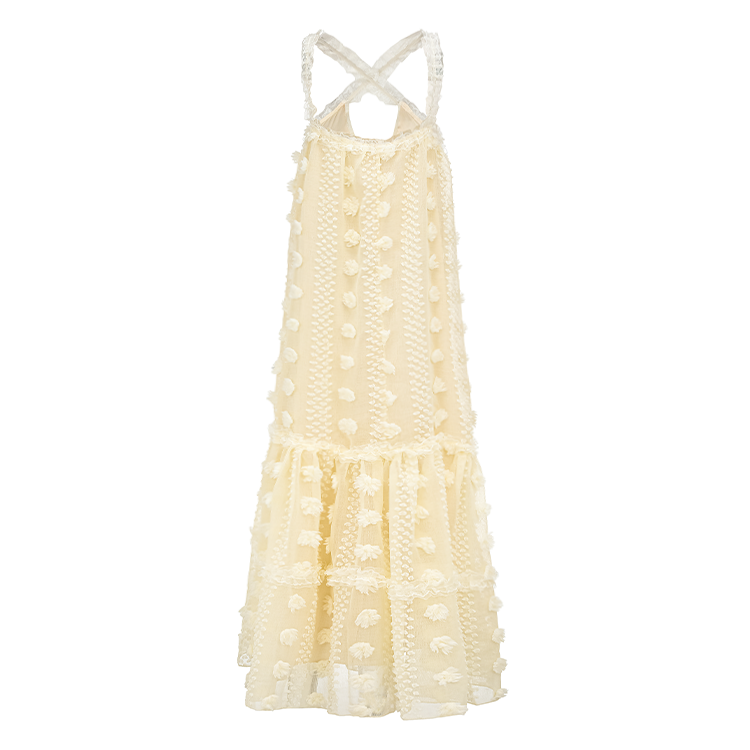 Halter 3D Flower Maxi Dress Flaxmaker