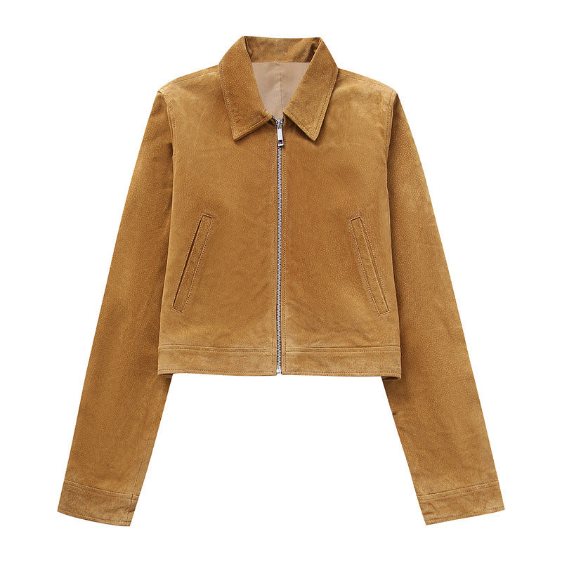 Fashion Suede Jacket and Skirt