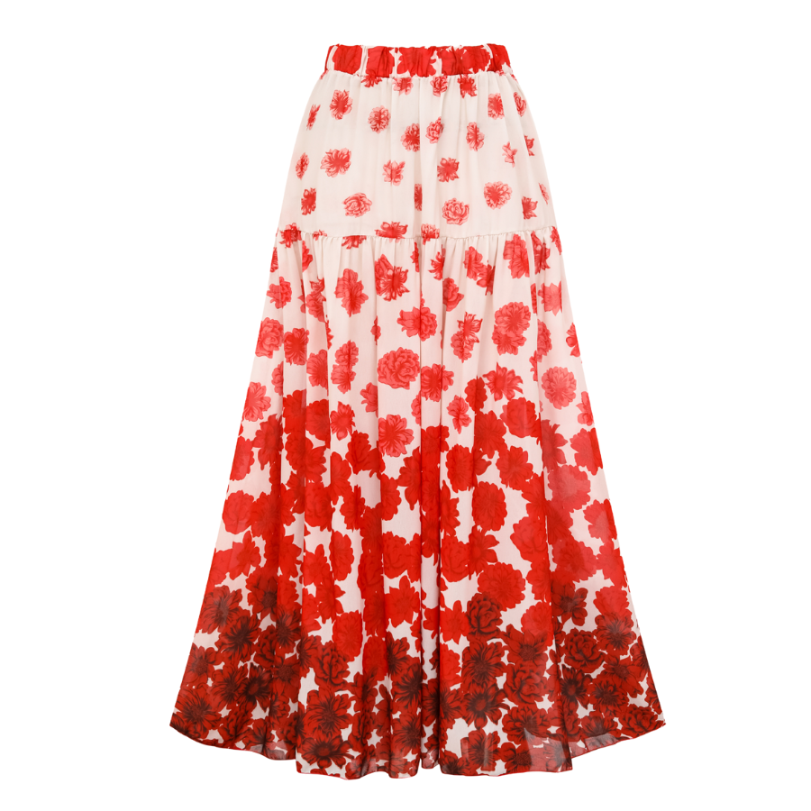 Flower Gradient Print One Shoulder Ruffle One Piece Swimsuit and Skirt (Shipped on Jan 14th)