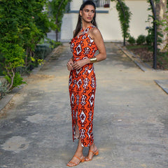 One Shoulder Printed Dress