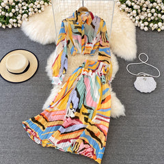 Printed Long Sleeve Shirt and Skirt Two Piece Set Flaxmaker
