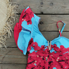 One Shoulder Ruffle One Piece Swimwsuit and Sarong Flaxmaker