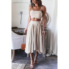 Fashion  Solid Color Sling Two Piece Set