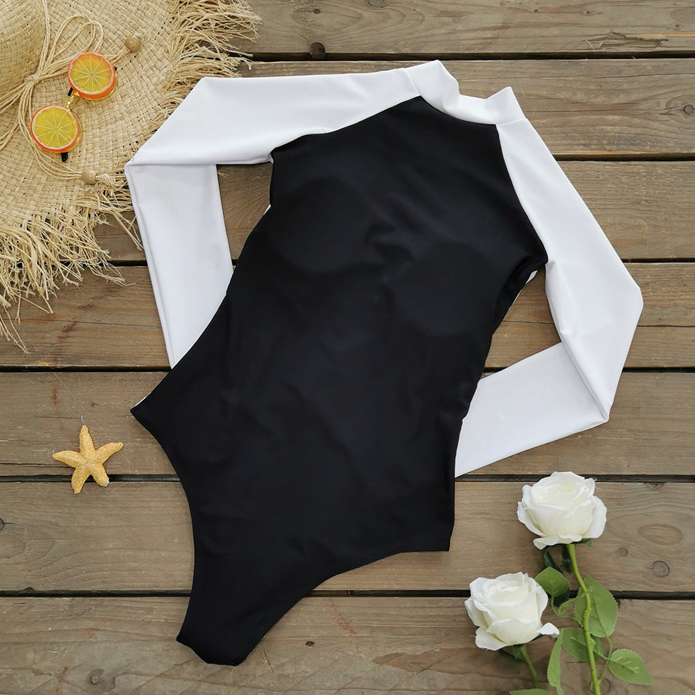 Flaxmaker Long Sleeve Zipper One Piece Surfing Wetsuit Swimsuit