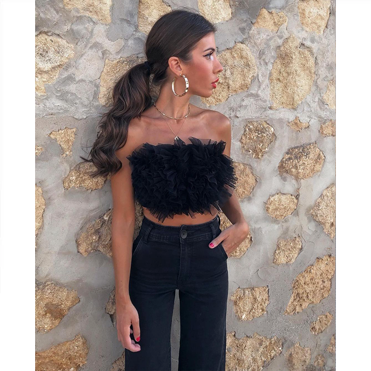 Stereoscopic Yarn Breast Top Chaparajos Two Piece Set