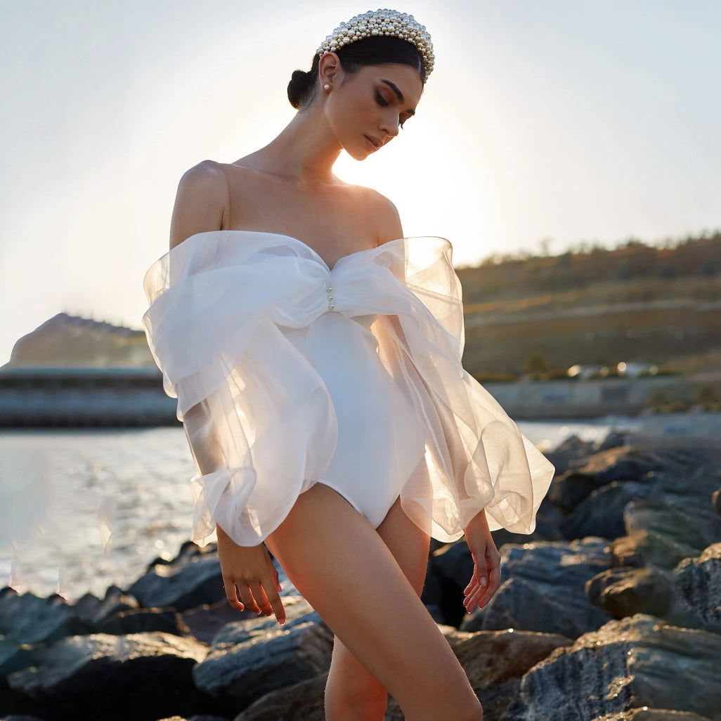 One Shoulder Long Sleeves One Piece Swimsuit