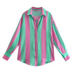 Casual Loose Striped Printed Shirt