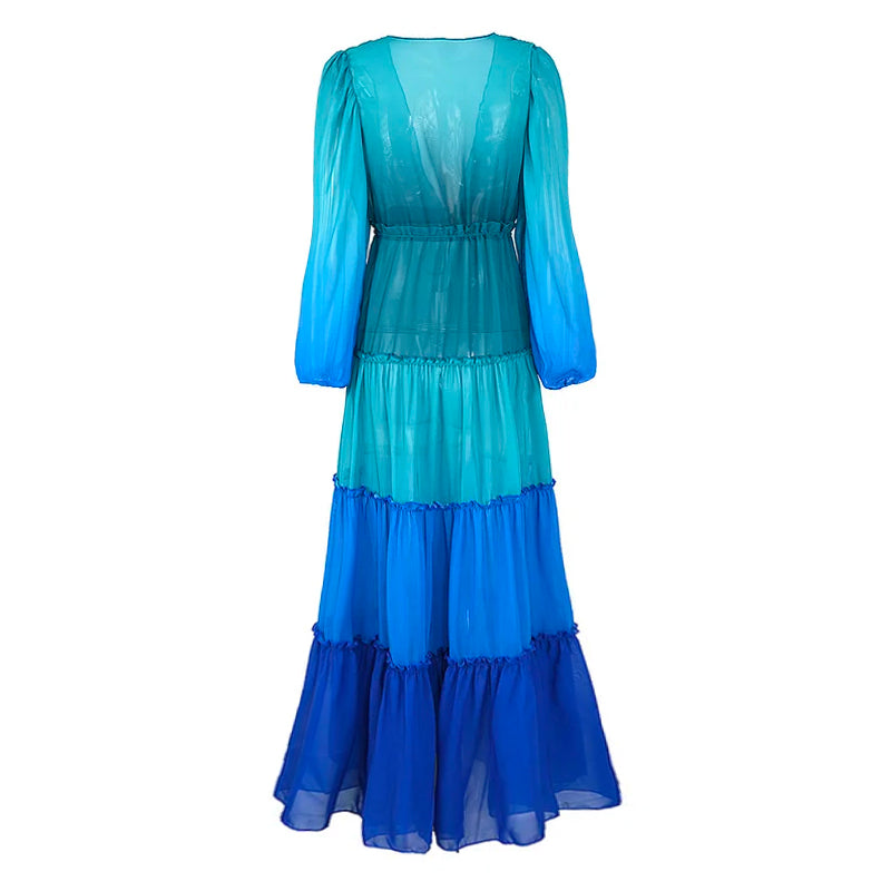 Ombre Printed Maxi Dress Cover Up Flaxmaker