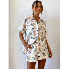 Printed Shirt and Shorts Set