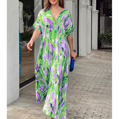 V Neck Printed Dress