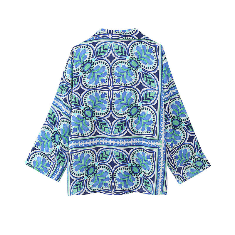 Graphic Printed Blue Shirt and Pants Set