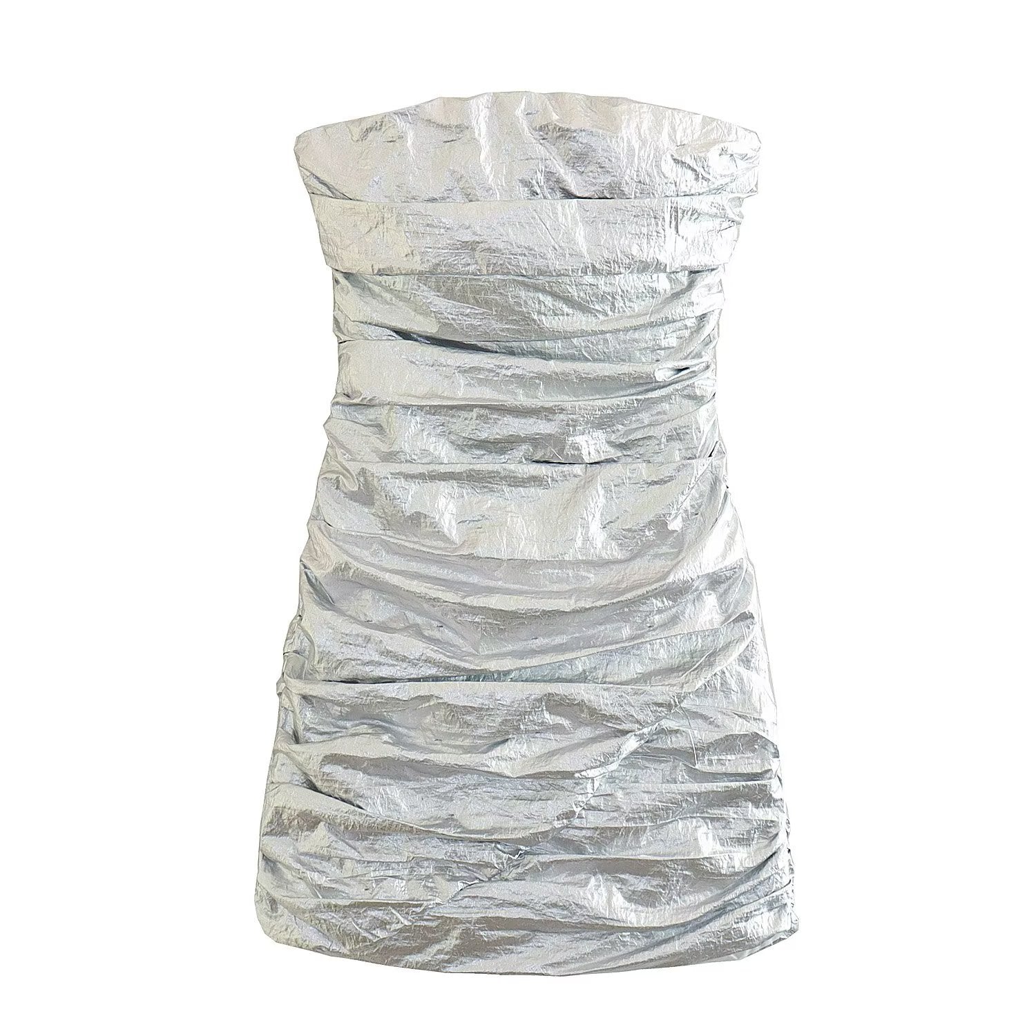 Bandeau Silver Mini Dress