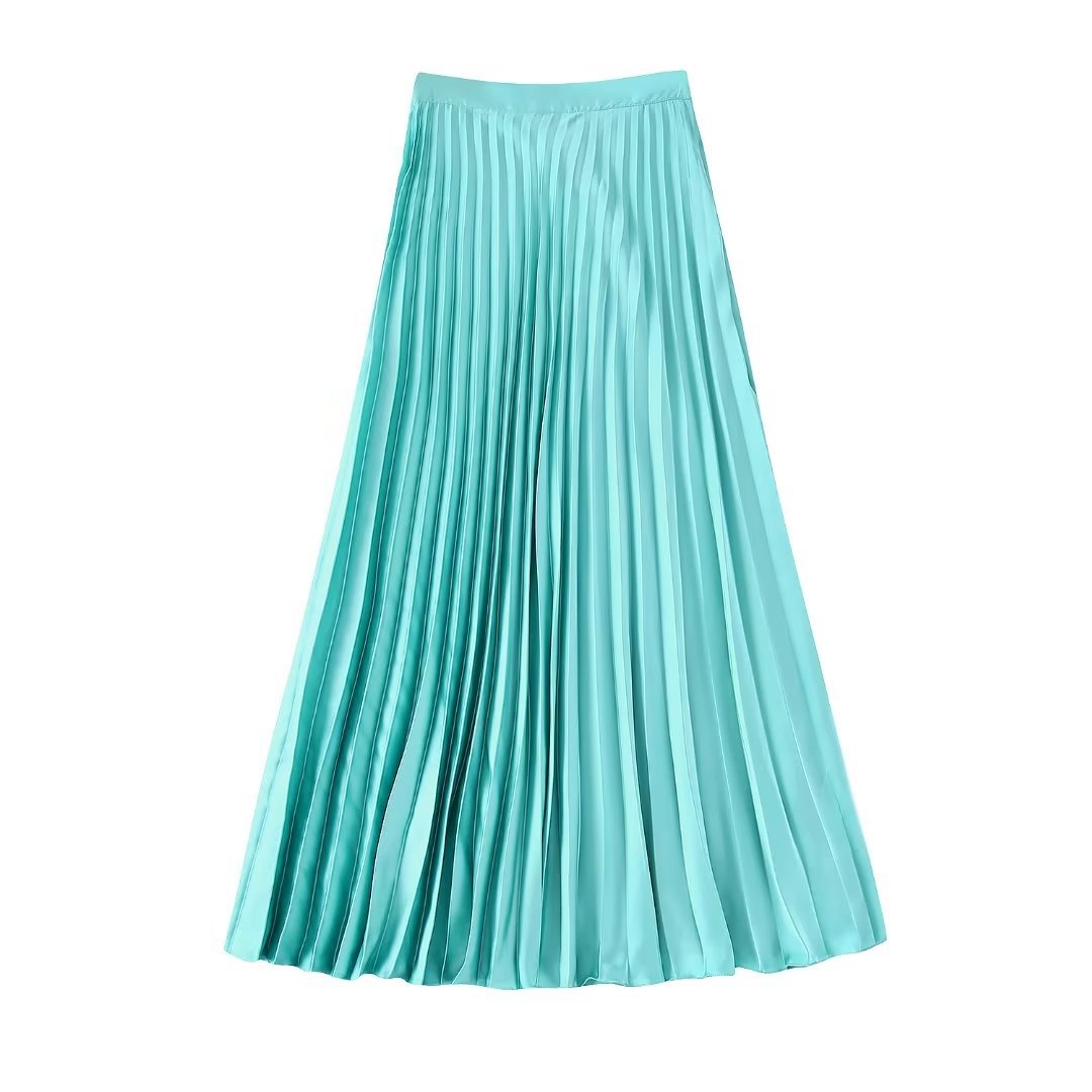 Flaxmaker V Neck Blue Solid Color Bouffant Two Piece Set