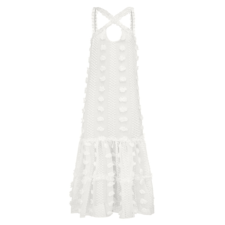 Halter 3D Flower Maxi Dress Flaxmaker