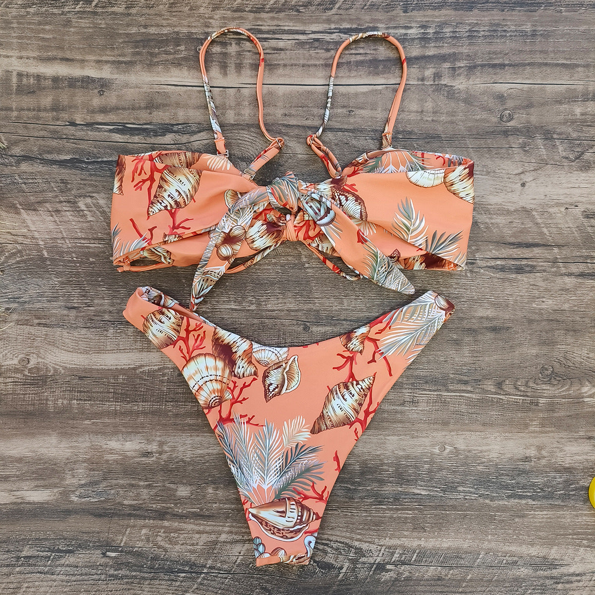 Jungle Printed Bandeau Bikini Swimsuit and Sarong