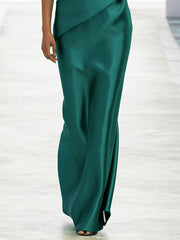 Loose Short Sleeves Pleated Solid Color Maxi Dresses