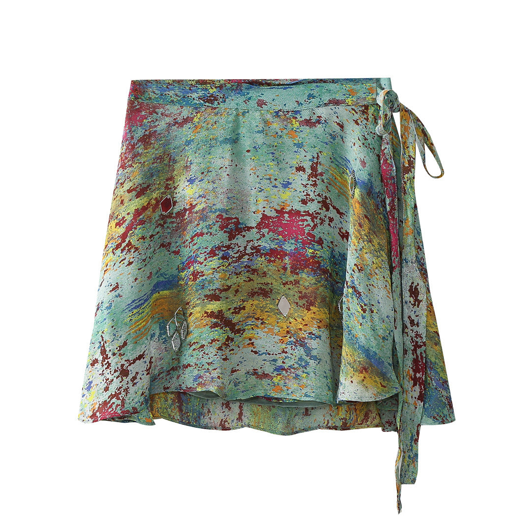 Fashion Printed Top and Skirt Set