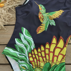 Sleeveless Printed One Piece Swimsuit Flaxmaker